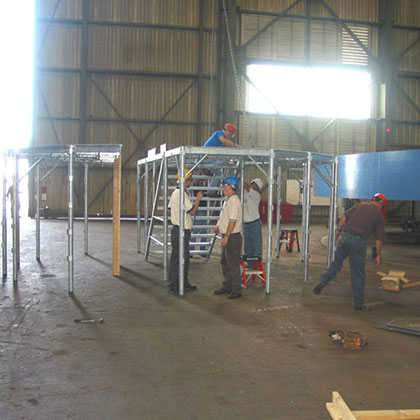 Assembling Vertical Scaffolding For Shipbuilding